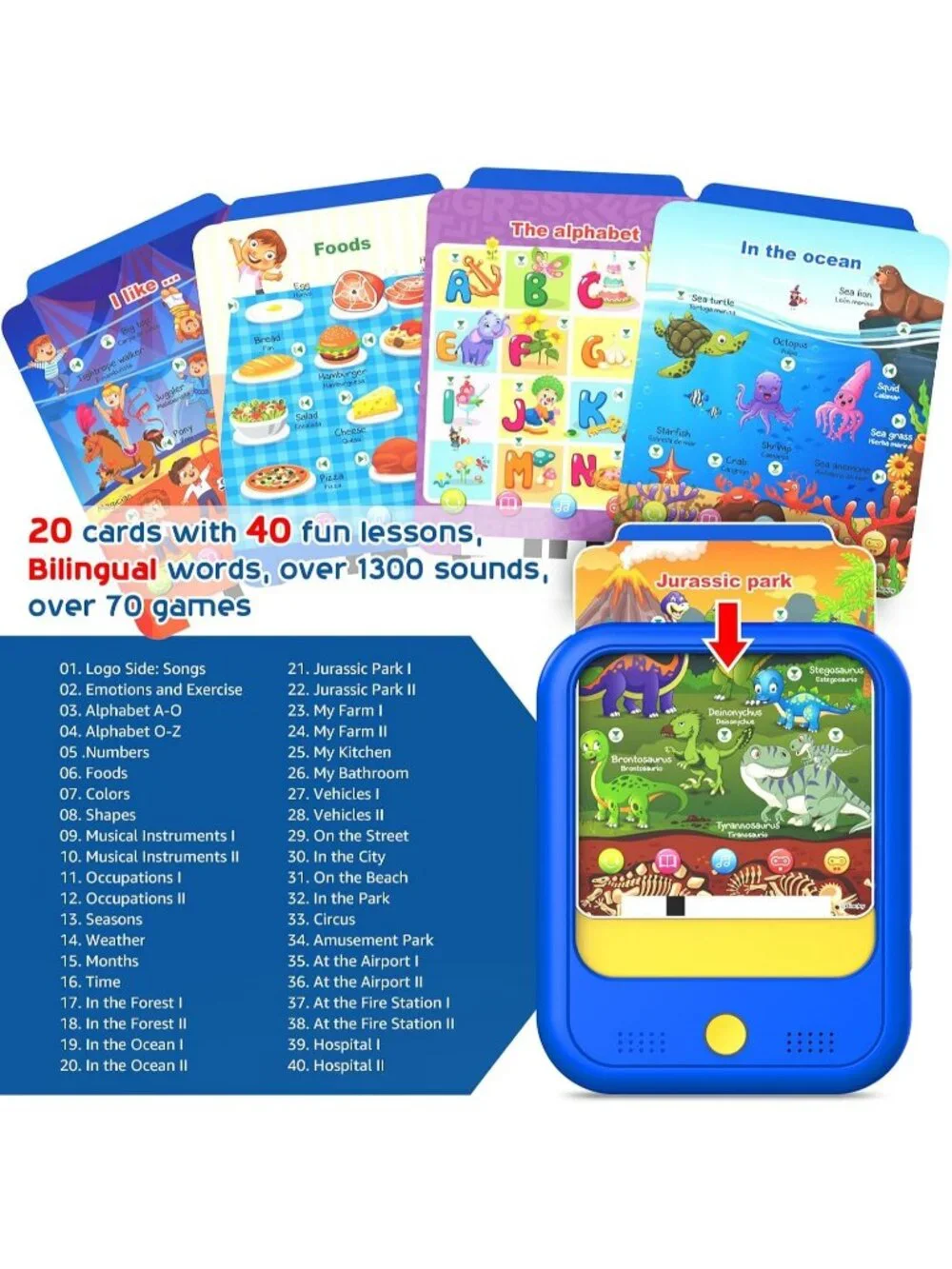 Kids Learning Tablet 2-5 Bilingual Talking Flash Cards Educational Toddler Toy